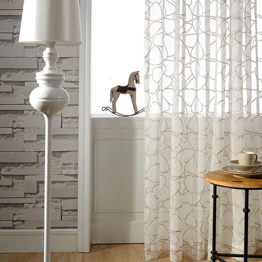 Geometric Wavy Sheer Curtains for Bedroom & Living Room