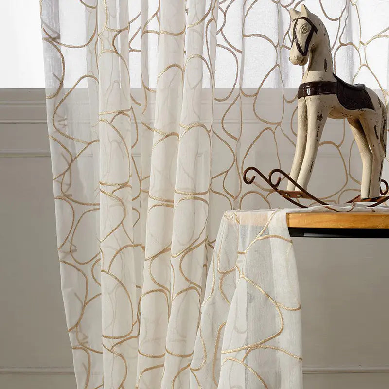 Geometric Wavy Sheer Curtains for Bedroom & Living Room