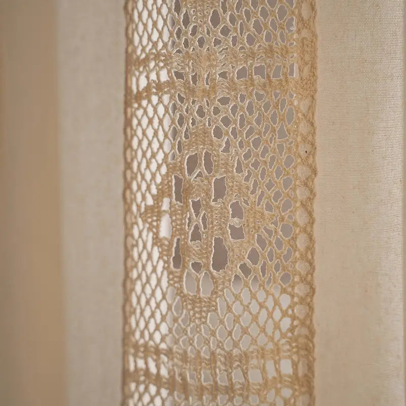 Boho Linen Semi Blackout Curtains with Crochet Tassels
