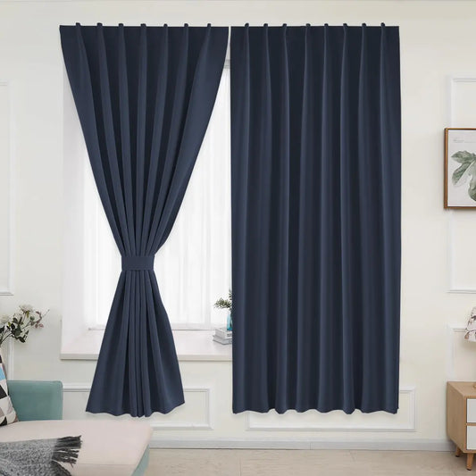 Muamar 2-Piece Navy Quick-Hang Curtains 52"x96"